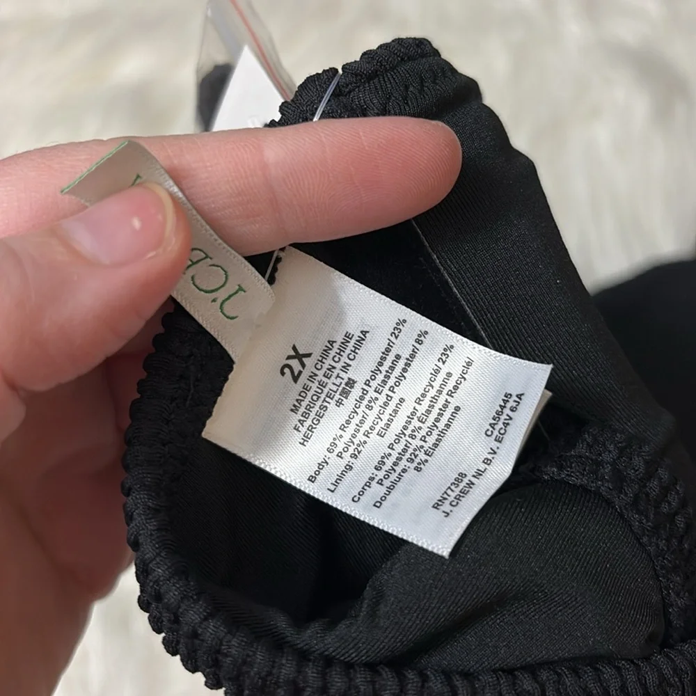 NWT J. Crew Black Heritage Textured O-Ring Bandeau Bikini Top Only Size 2X